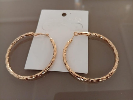 Gold Textured Hoop Earrings Earrings Poshy's closet