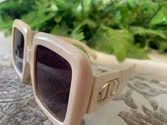 Rectangular Sunglasses-Ivory brown Sunglasses Poshy's closet