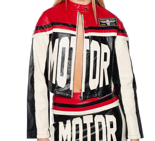 Speed Up Motor Faux Leather Jacket Jackets Poshy's closet